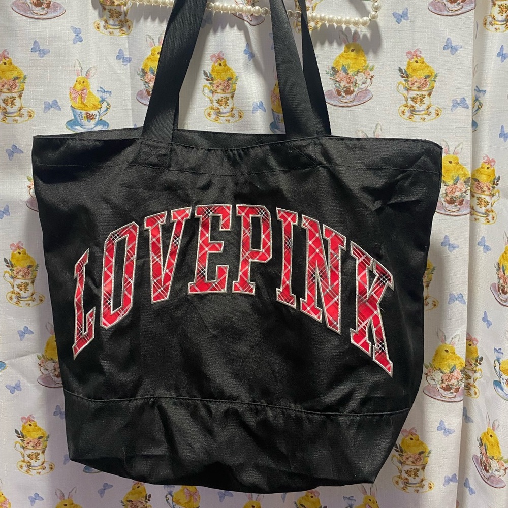LOVE PINK Victoria's Secret Black and Red Tote Bag Brand New